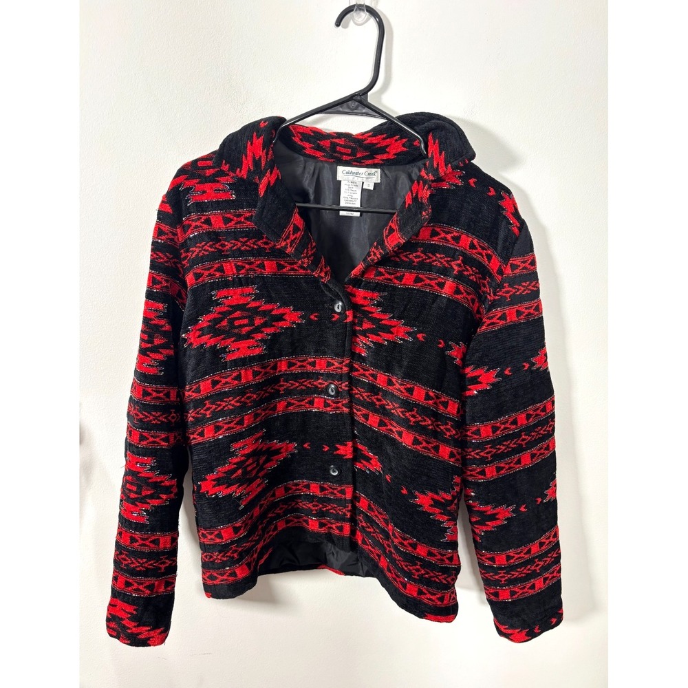 Coldwater Creek Southwestern Aztec Jacket Vintage Y2K Beaded Women Small